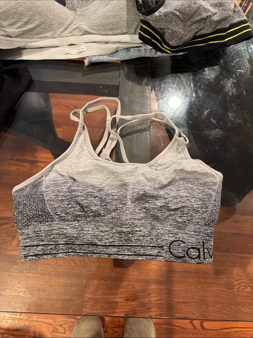 Calvin Klein Performance Light Gray Ombre Seamless Sports Bra